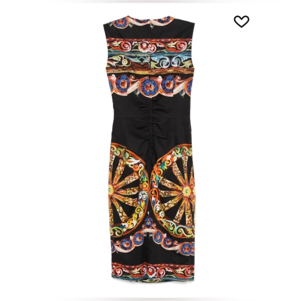 Dolce & Gabbana Black Multicolor Midi Dress printed - Picture 4 of 10